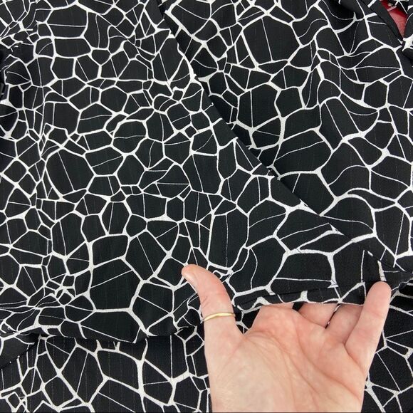 Jennifer Lopez Black Animal Print Drape Front Top NWT - Picture 7 of 14